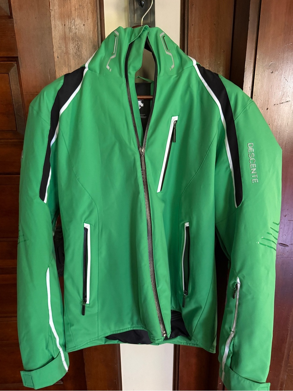 Descente Bright Green Jacket with Black and Red Labels